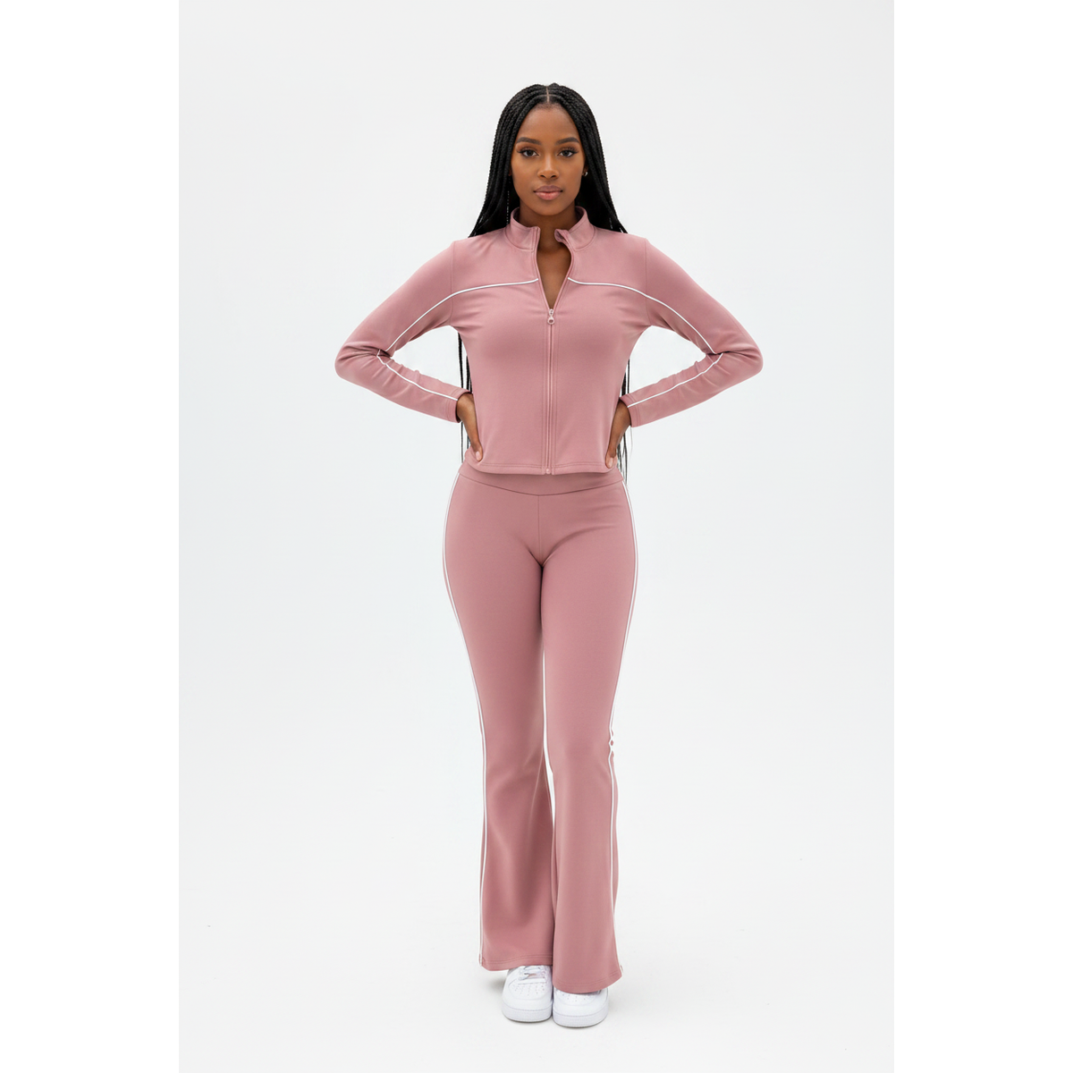 Contrast Piping Tracksuit Set