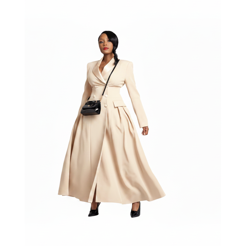 Double breasted coat dress available in plus sizes S to 3XL