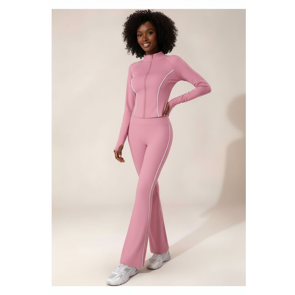 Long-Sleeve Zip-Jacket & Matching Flared Pants