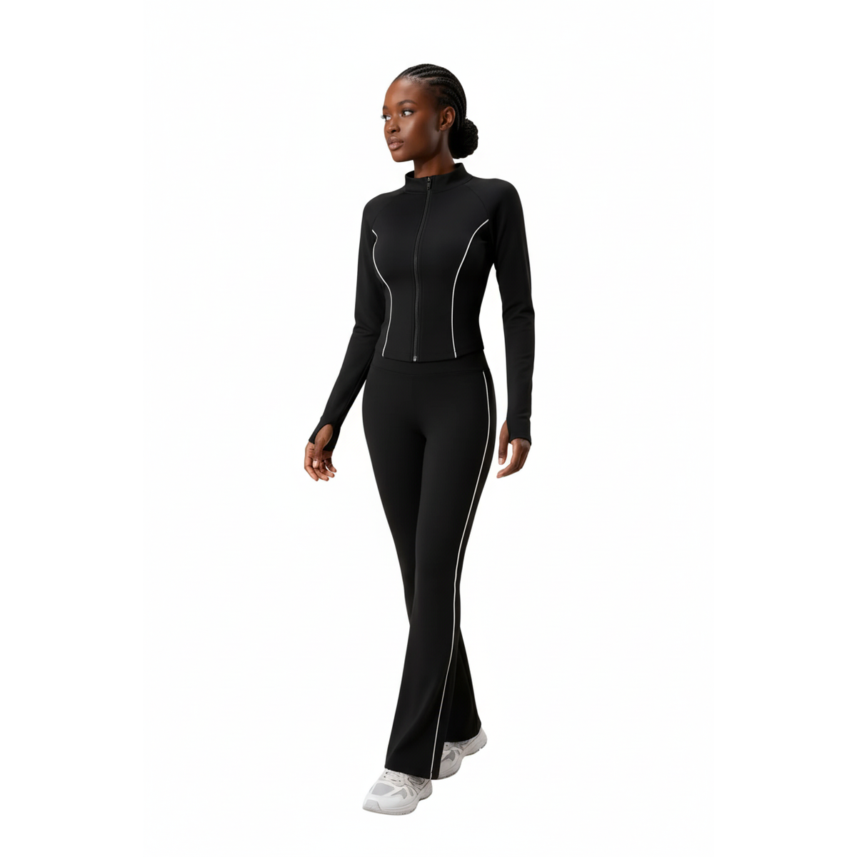 Long-Sleeve Zip-Jacket & Matching Flared Pants