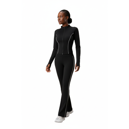 Long-Sleeve Zip-Jacket & Matching Flared Pants