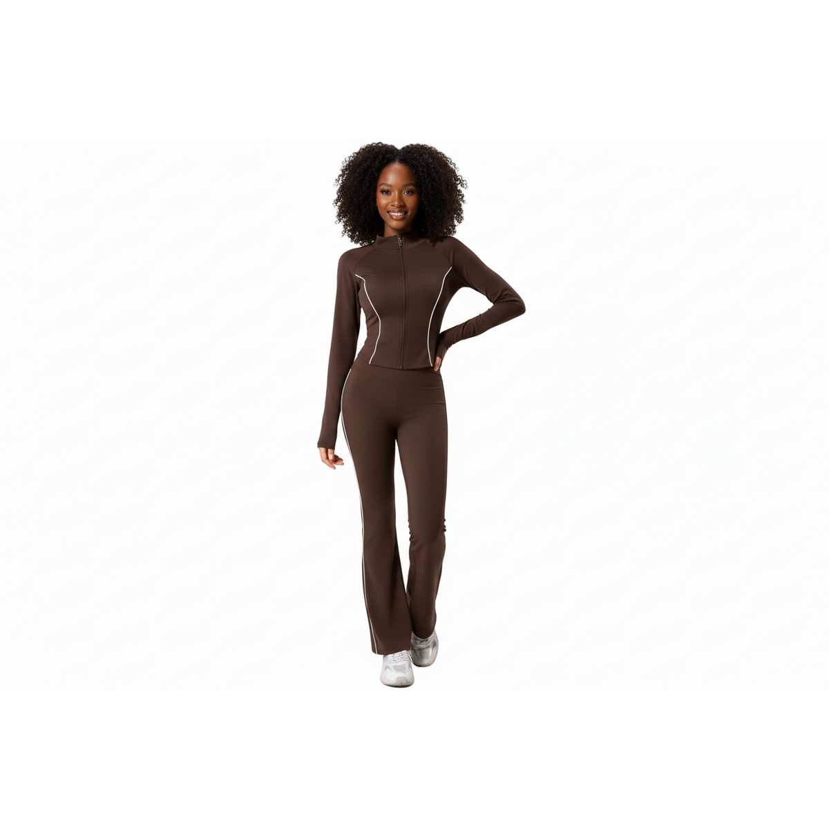 Long-Sleeve Zip-Jacket & Matching Flared Pants
