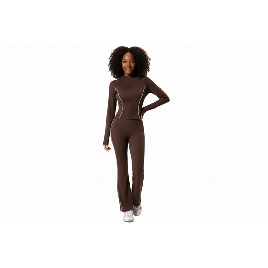Long-Sleeve Zip-Jacket & Matching Flared Pants