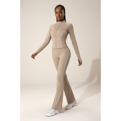Long-Sleeve Zip-Jacket & Matching Flared Pants