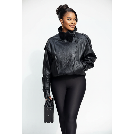 Women’s Faux Leather Oversized Biker Jacket