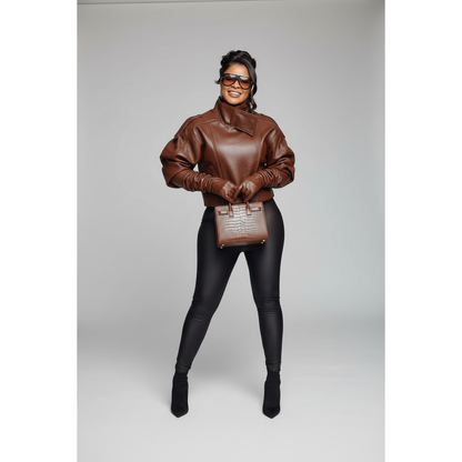Women’s Faux Leather Oversized Biker Jacket