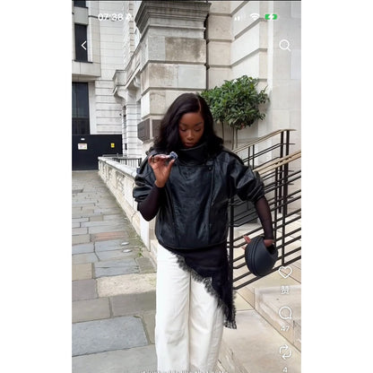 Women’s Faux Leather Oversized Biker Jacket