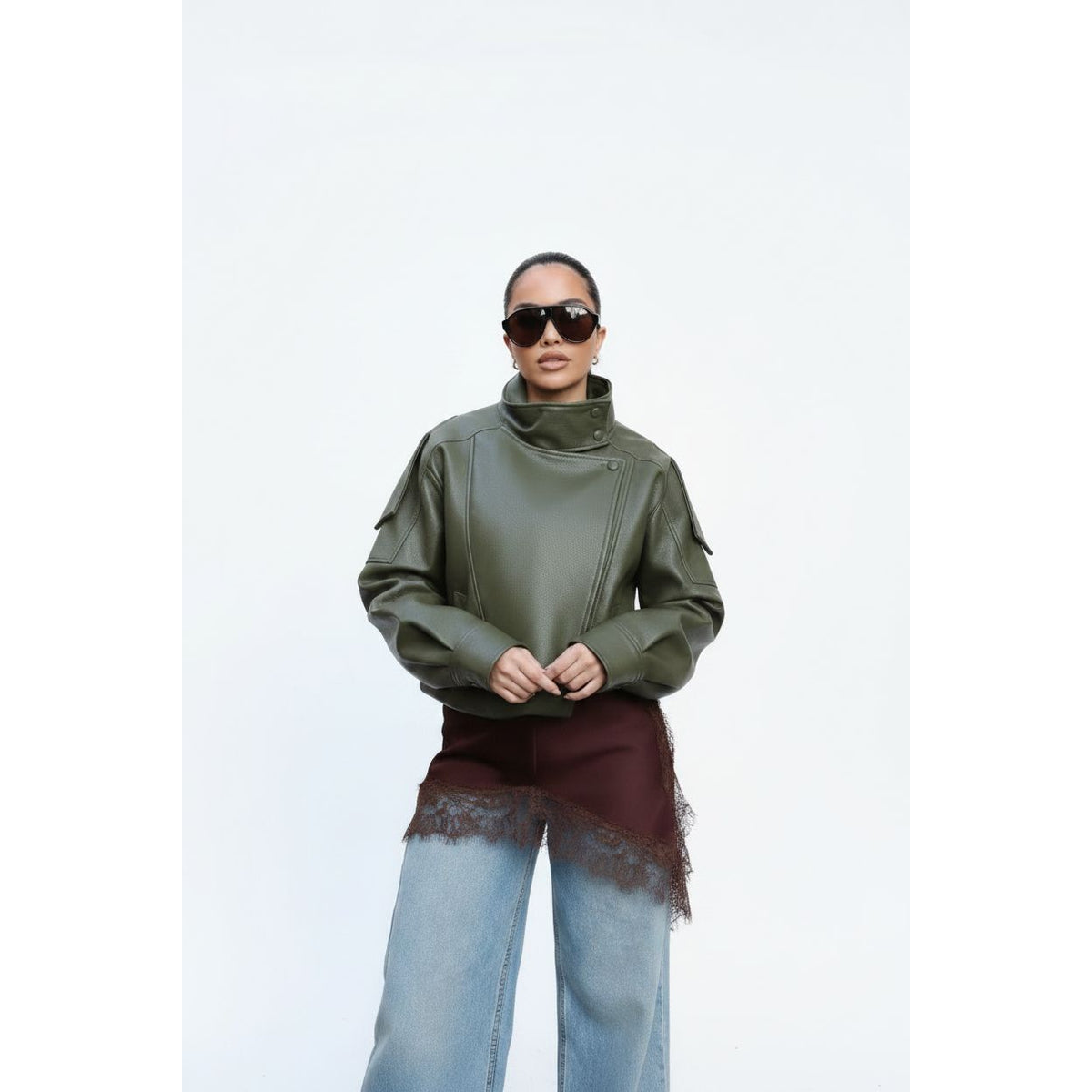 Women’s Faux Leather Oversized Biker Jacket