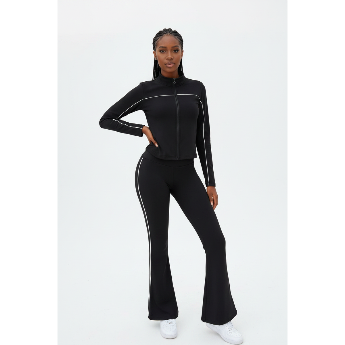 Contrast Piping Tracksuit Set