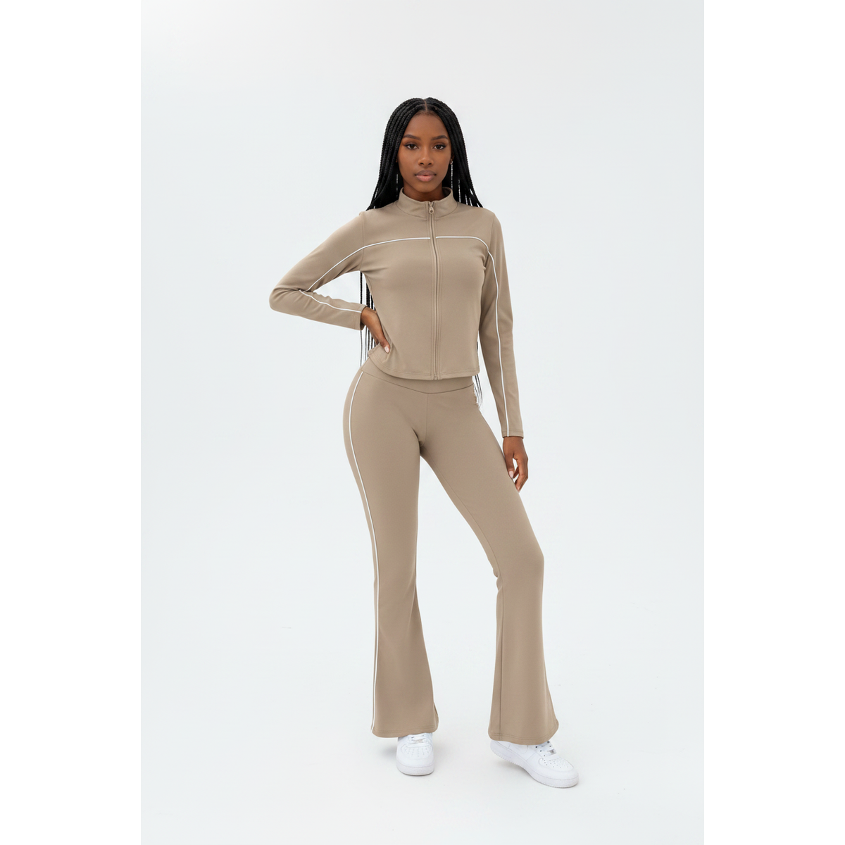 Contrast Piping Tracksuit Set