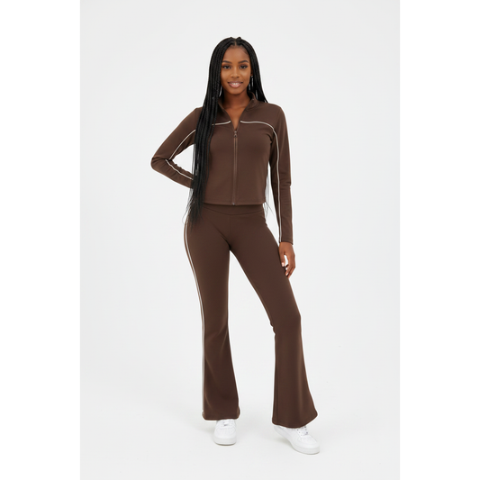Contrast Piping Tracksuit Set